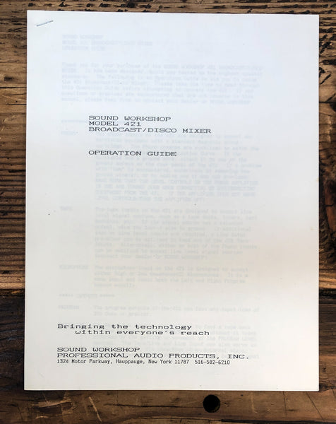 Spectra Sonics  Model421 Disco Mixer  Schematic *Original*