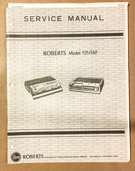 Roberts 525 530 Tape Recorder  Service Manual *Original*