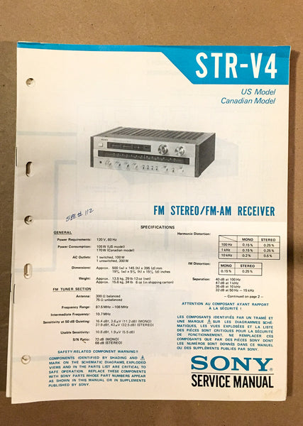 Sony STR-V4 Receiver  Service Manual *Original*