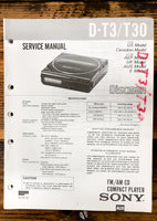 Sony D-T3 D-T30 CD Player / Discman  Service Manual *Original*