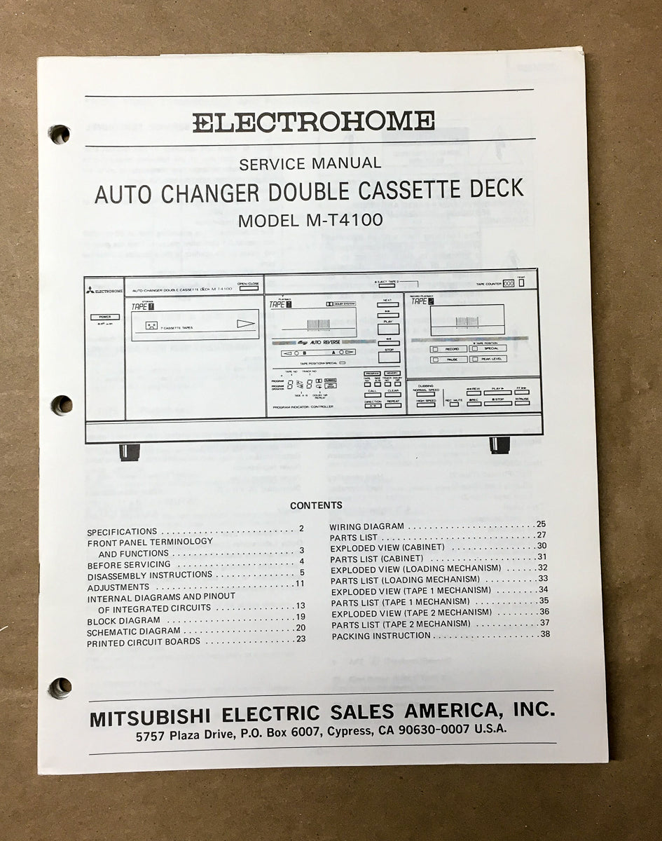 Mitsubishi M-T4100 Cassette Service Manual *Original*