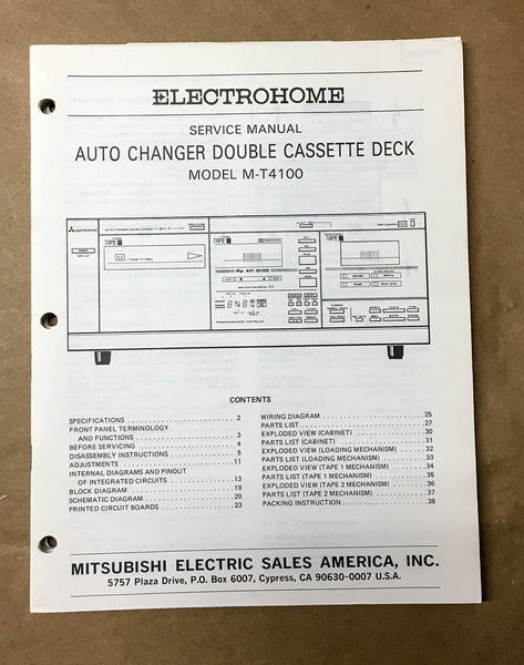 Mitsubishi M-T4100 Cassette Service Manual *Original*