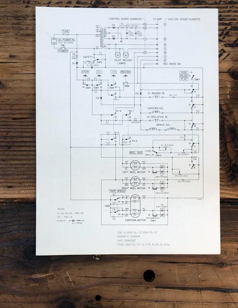 Teac A-3300 Reel to Reel  Fold Out Schematic *Original*