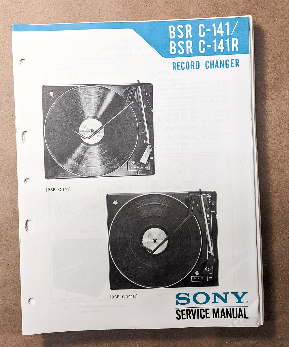 *Original* BSR / Sony C-141 C-141R Record Player / Turntable Service Manual