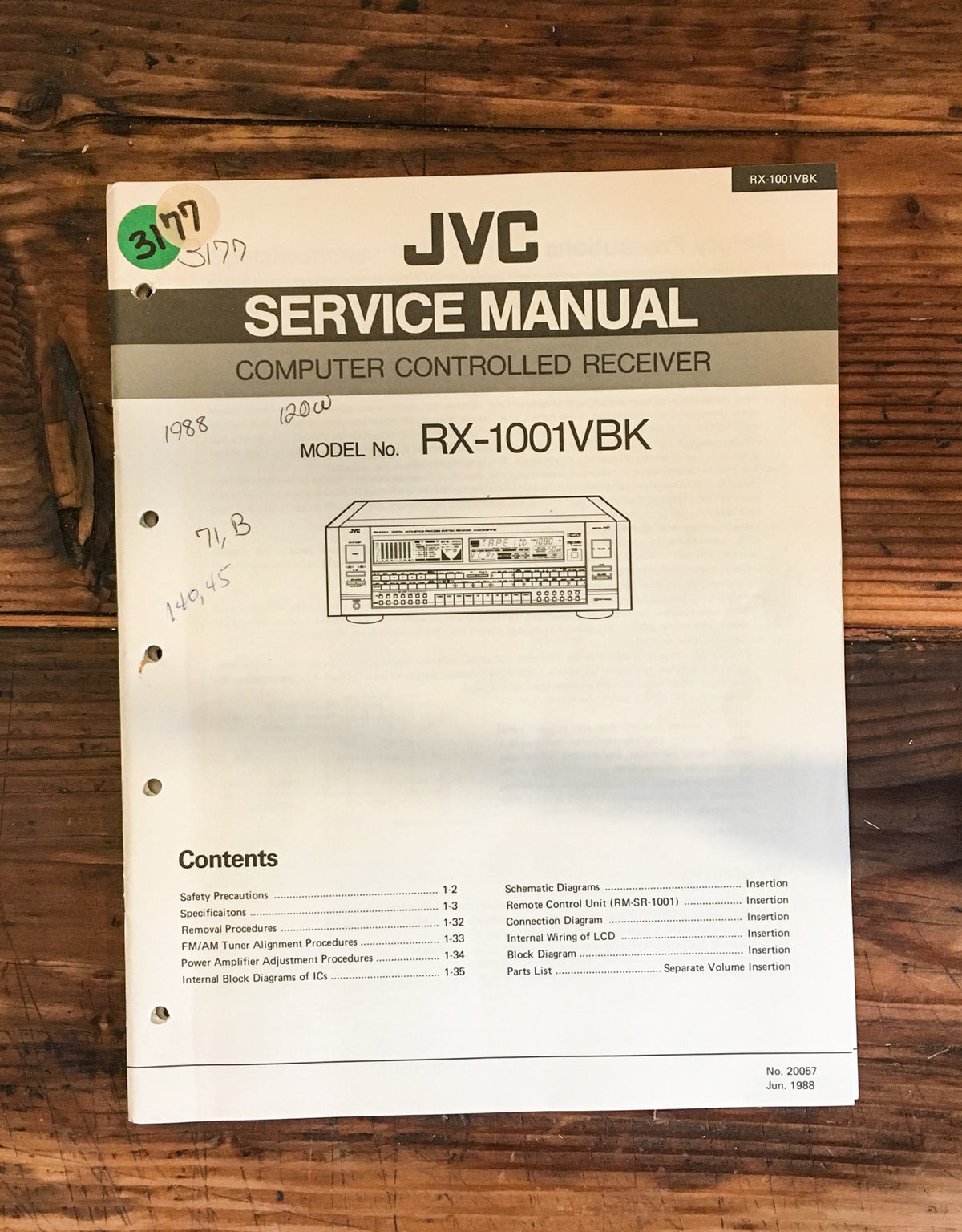 JVC RX-1001VBK RX-1001 VBK Receiver Service Manual *Original*