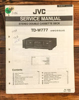 JVC TD-W777 Cassette Deck  Service Manual *Original*