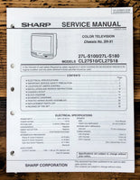 Sharp 27L- TV / Television Service Manual *Original*