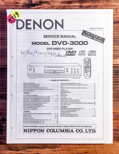 Denon DVD-3000 DVD Player  Service Manual *Original*