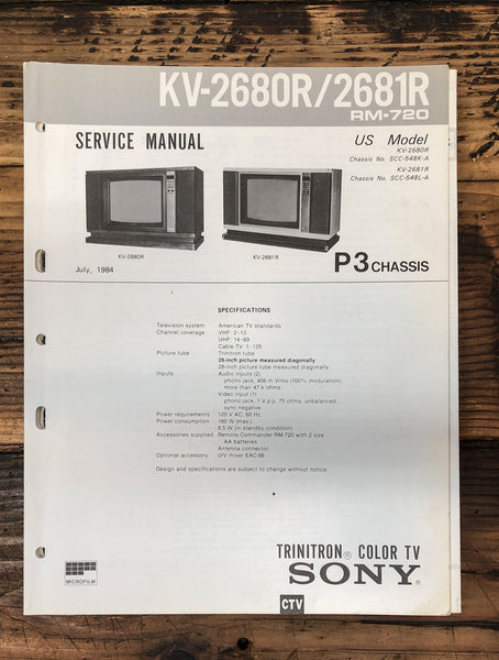 Sony KV-2680R KV-2681R TV  Service Manual *Original*