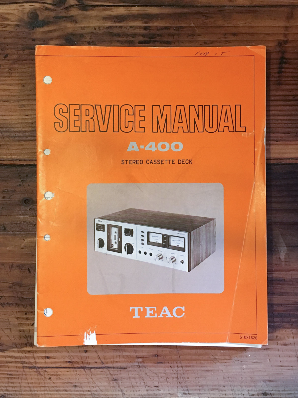 Teac A-400 Cassette Service Manual *Original* #2