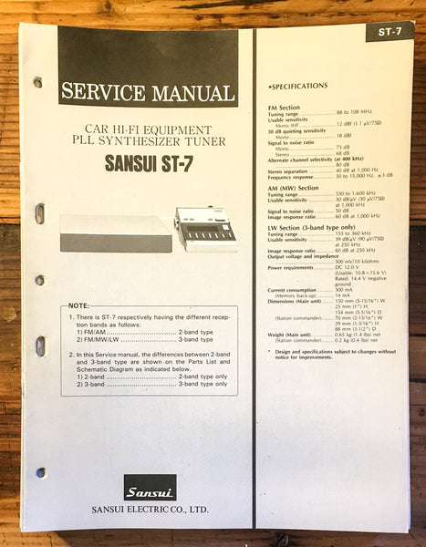 Sansui ST-7 Tuner Service Manual *Original*