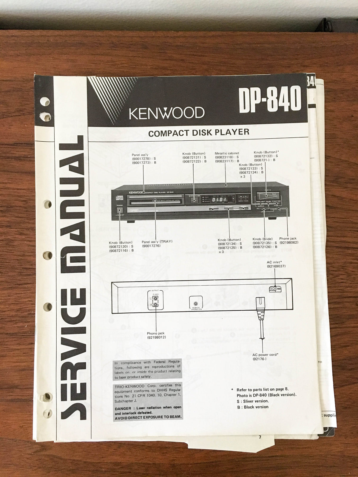 Kenwood DP-840  Service Manual *Original*
