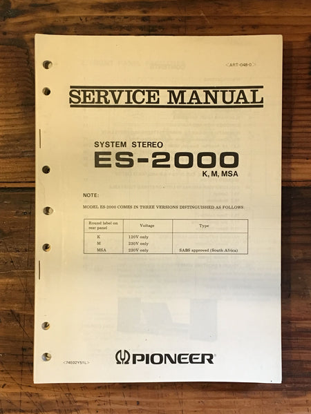 Pioneer ES-2000 Stereo Service Manual *Original*