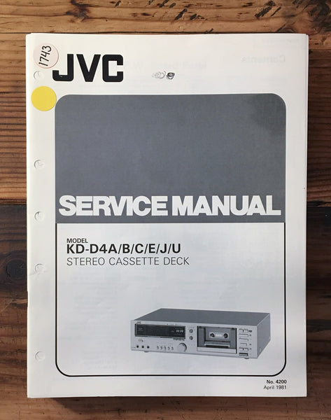 JVC KD-D4 KD-D4A Cassette Service Manual *Original*