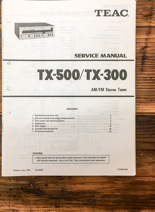 Teac TX-300 TX-500 Tuner  Service Manual *Original*
