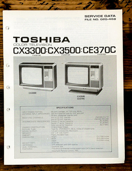 Toshiba CX3300 CX3500 CE3070C TV / Television Service Manual *Original*