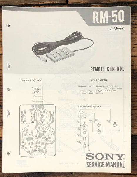 Sony RM-50 Remote Control  Service Manual *Original*