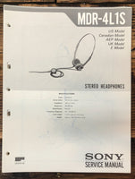 Sony MDR-4L1S Headphones  Service Manual *Original*