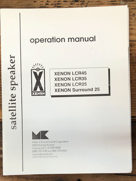 M&K Miller Kreisel XENON Surround LCR 25 35 45 Speaker  Owner / User Manual *Original*