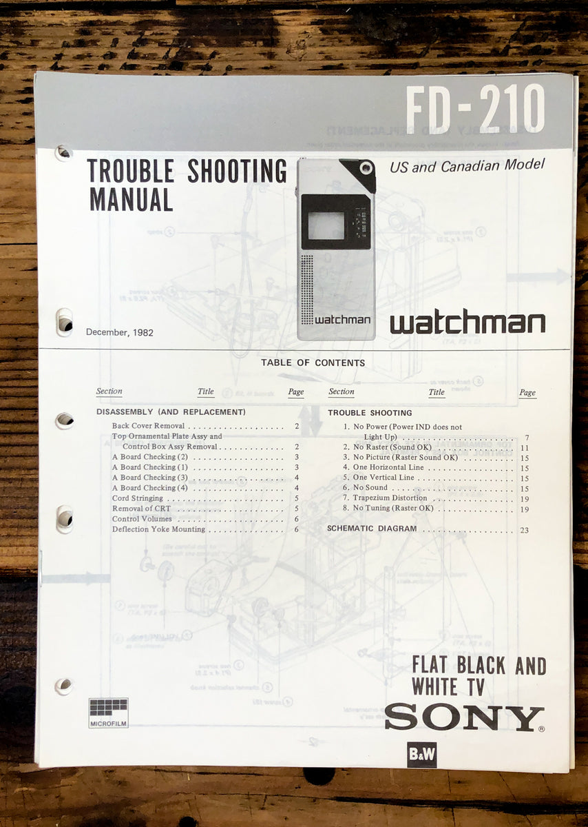 Watchman TV Service Manual *Original* Vintage Audio Store Vintage