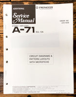 Pioneer A-71 Amplifier Add. Service Manual *Original*