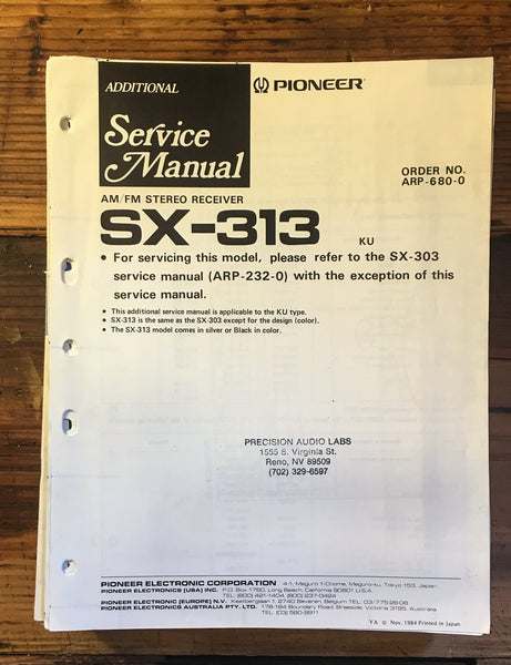 Pioneer SX-313 Receiver Additional Service Manual *Original*