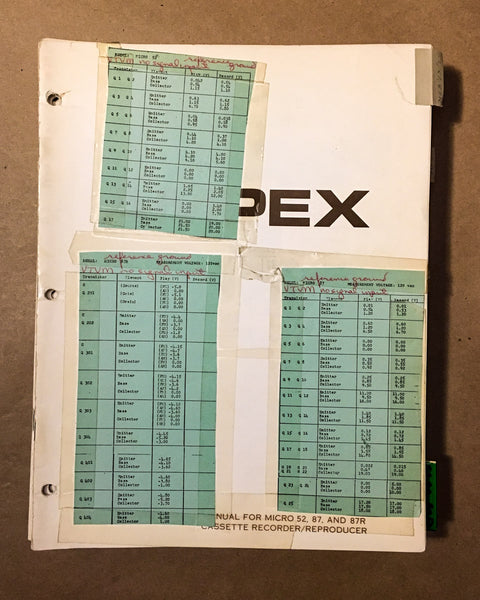 Ampex Micro 52 87 87R Cassette  Service Manual *Original* #1