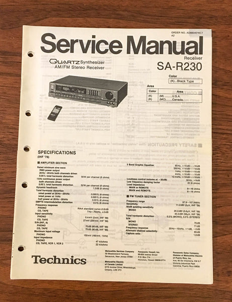Technics / Panasonic SA-R230 Stereo System Service Manual *Original*