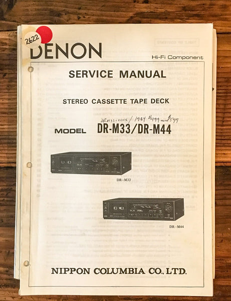 Denon DR-M33 DR-M44 Cassette Deck  Service Manual *Original*