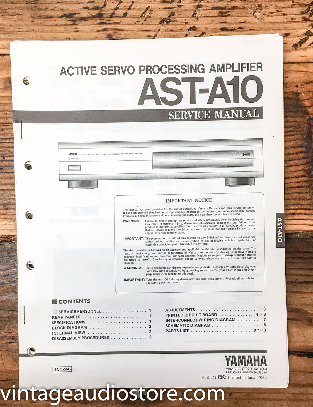 Yamaha AST-A10 Amplifier Service Manual *Original*