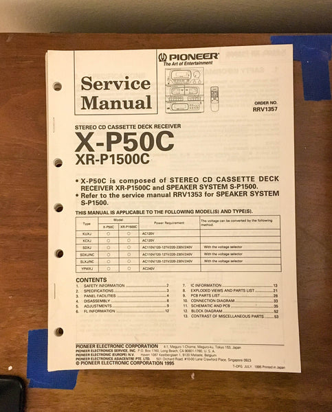 Pioneer X-P50C XR-P1500C Receiver Service Manual *Original*