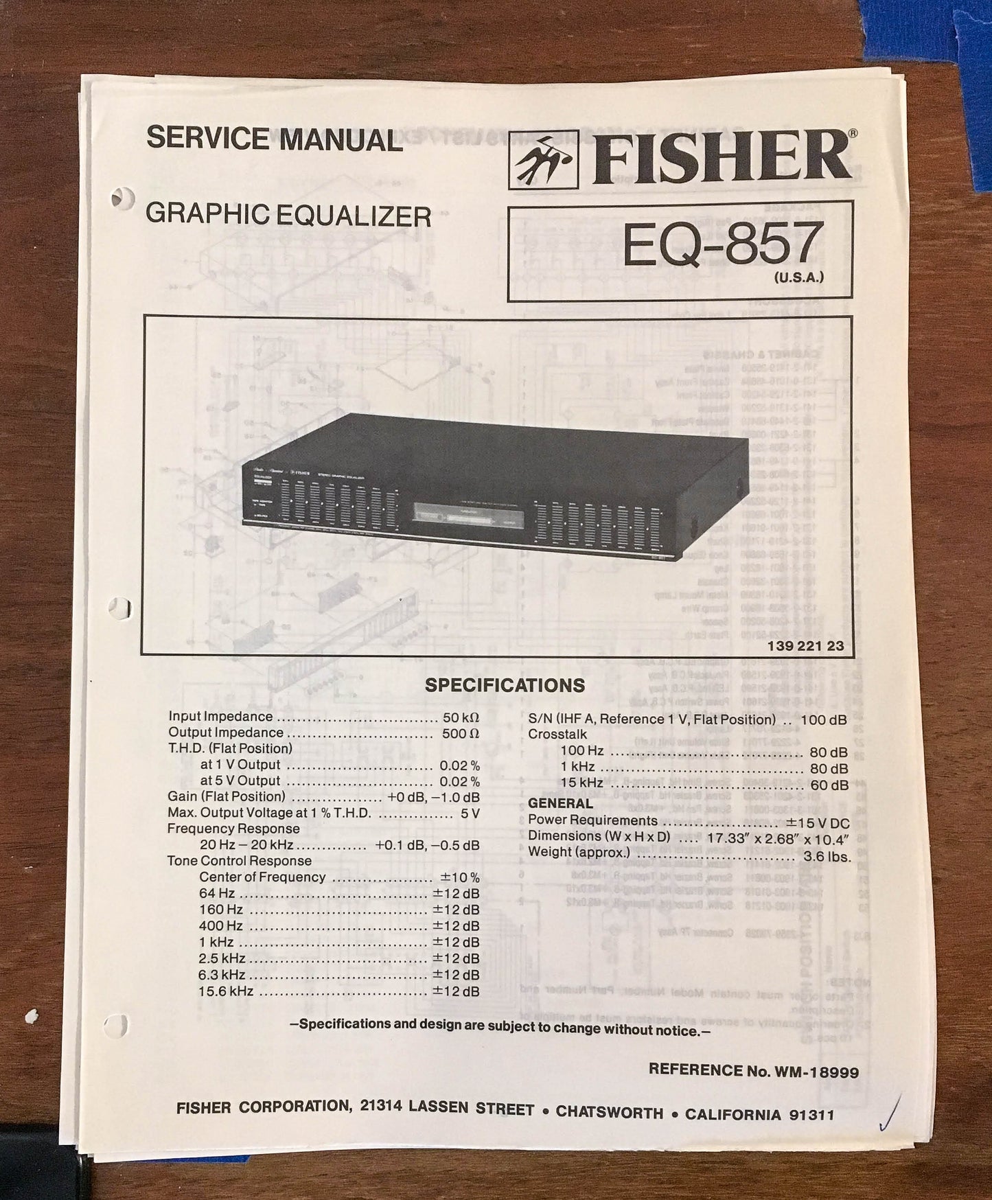 Fisher EQ-857  Service Manual *Original*