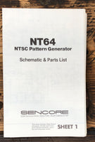 Sencore NT64 NTSC Pattern Generator Schematic & Parts List *Original*