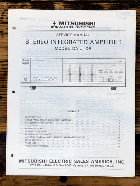 Mitsubishi DA-U106 Amplifier Service Manual *Original*