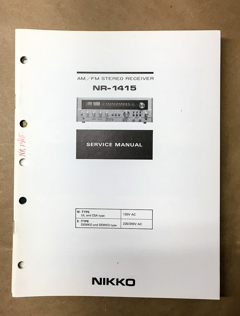 Nikko NR-1415 Receiver  Service Manual *Original*