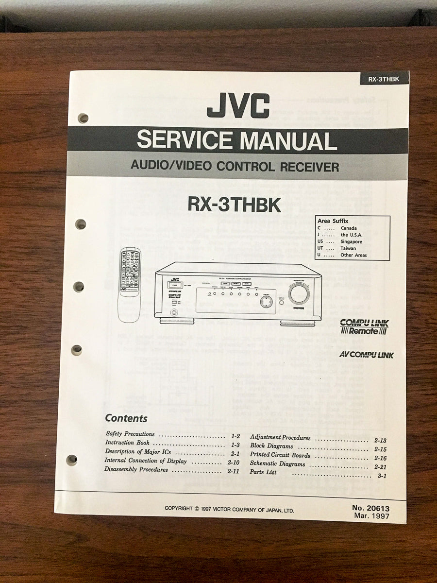 JVC RX-3 THBK Receiver Service Manual *Original*
