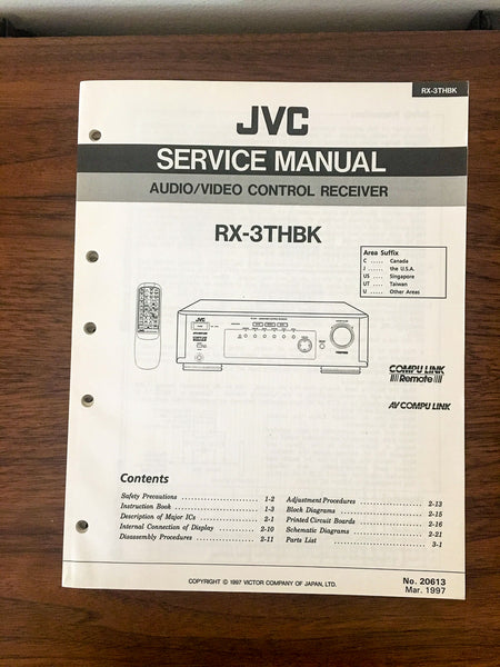 JVC RX-3 THBK Receiver Service Manual *Original*