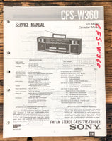 Sony CFS-W360 Radio / Boombox  Service Manual *Original*