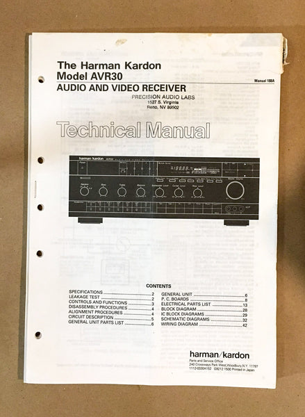 Harman Kardon AVR30 Receiver Service Manual *Original*