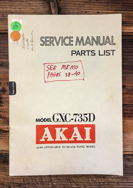 Akai GXC-735D Cassette  Service Manual *Original*