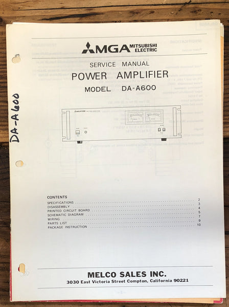 Mitsubishi DA-A600 Amplifier  Service Manual *Original*