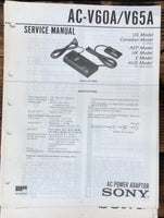 Sony AC-V60A AC-V65A Charger  Service Manual *Original*