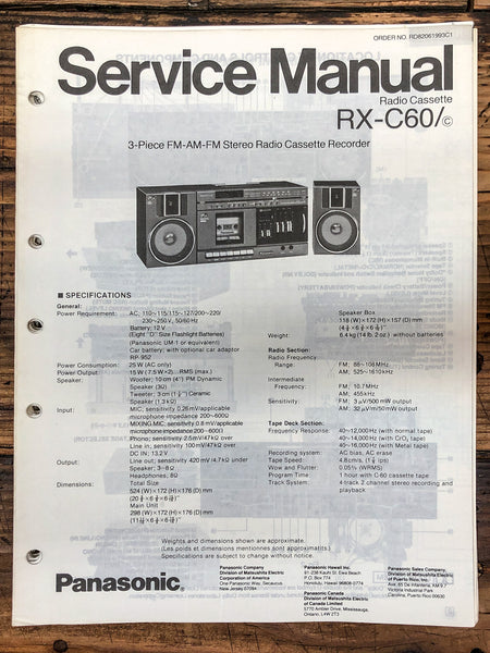 Panasonic RX-C60 Radio / Boombox  Service Manual *Original*