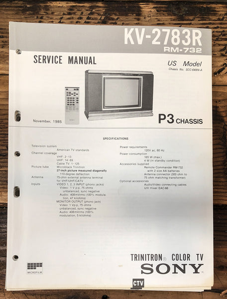 Sony KV-2783R TV  Service Manual *Original*