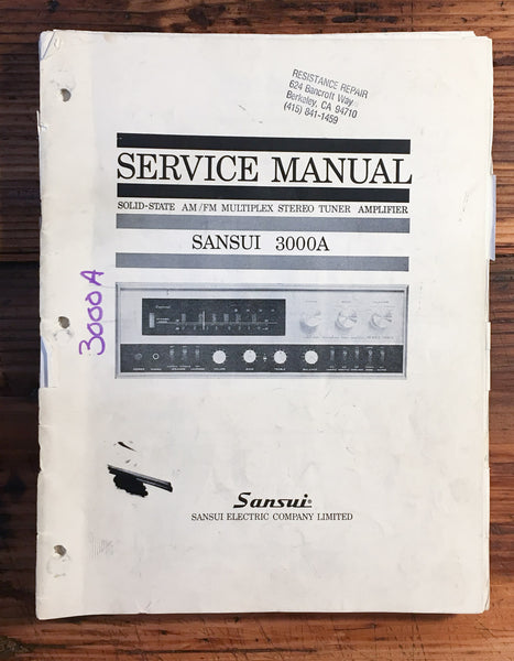 Sansui Model 3000A Receiver  Service Manual *Original* #1