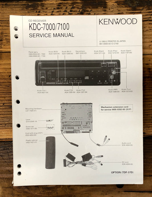 Kenwood KDC-7000 KDC-7100 Car Radio  Service Manual *Original*