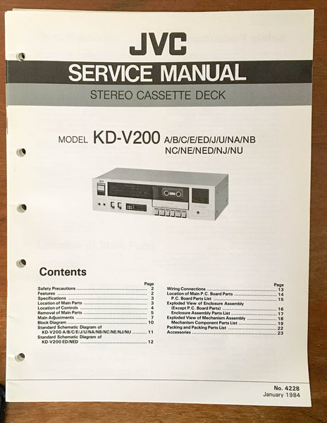 JVC KD-V200 Cassette Deck  Service Manual *Original*