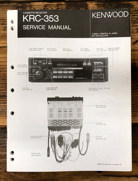 Kenwood KRC-353 Car Radio  Service Manual *Original*