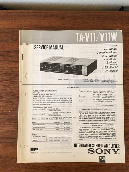 Sony TA-V11 TA-V11W Amplifier Service Manual *Original*