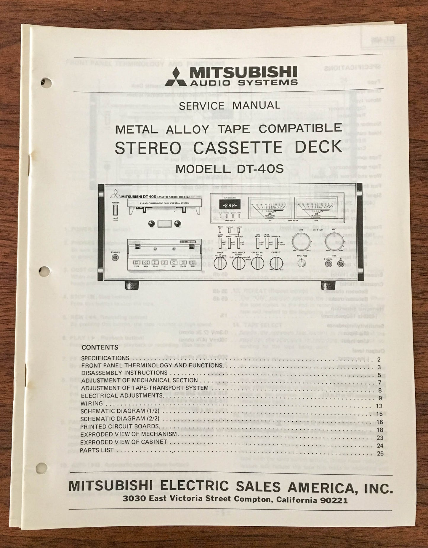 Mitsubishi DT-40S  Service Manual *Original*